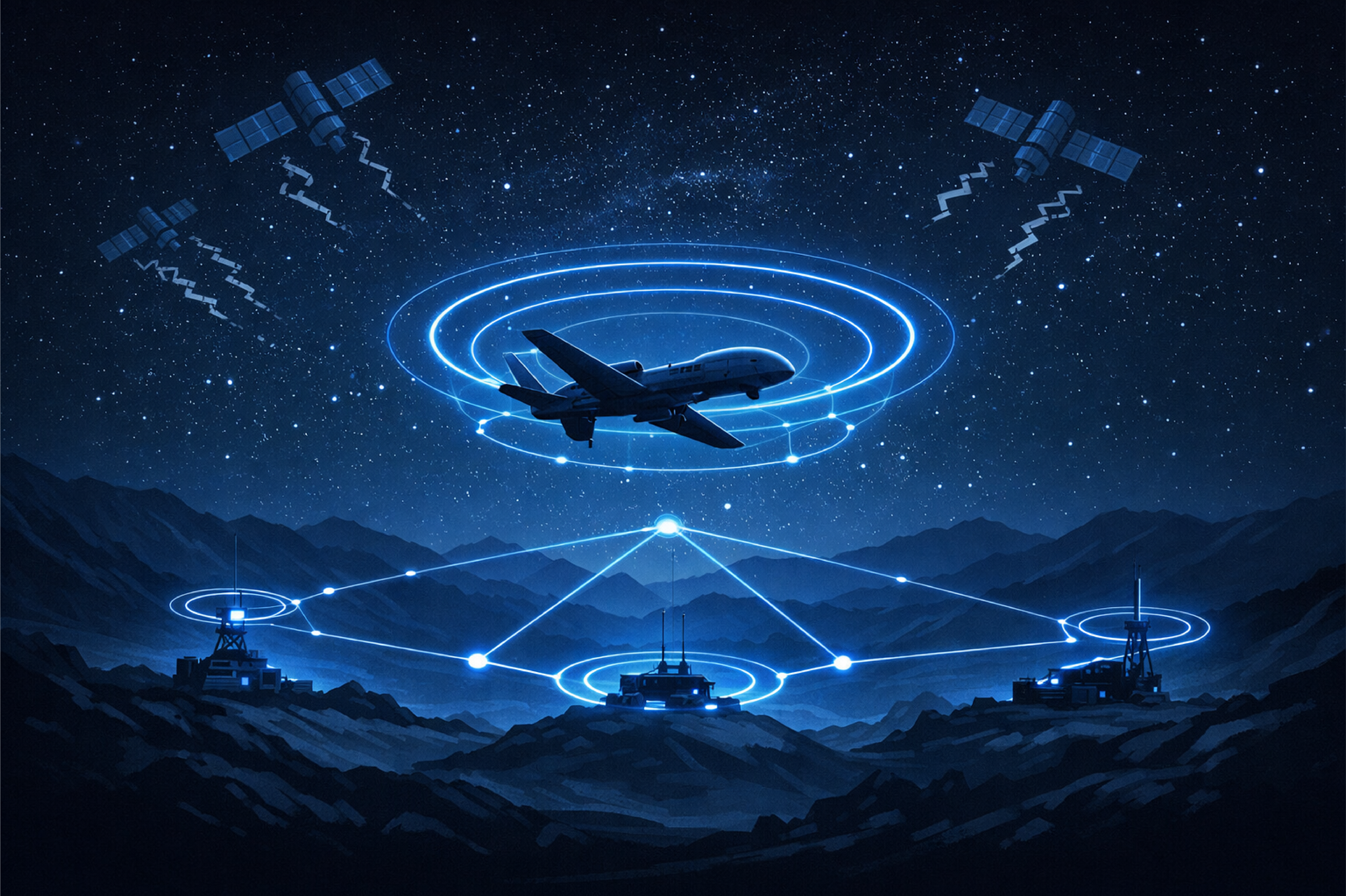Contested navigation environment with UAV and resilient timing network